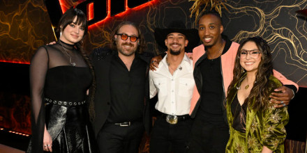 Jadyn Cree, Adam David, Jaelen Johnston, Renzo and Lucia Flores-Wiseman on "The Voice" Season 27 finale on May 20, 2025.